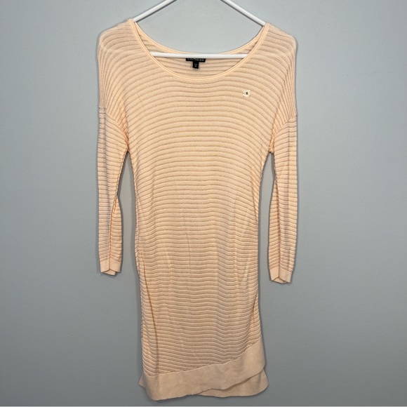 Express Shirt Womens Small Pink Light Longline Tunic Dress Knit Asymmetrical Hem - Picture 1 of 10